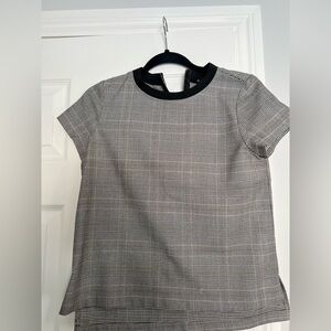 Zara Black and White Houndstooth top XS